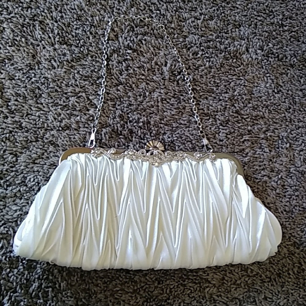 White silk clutch